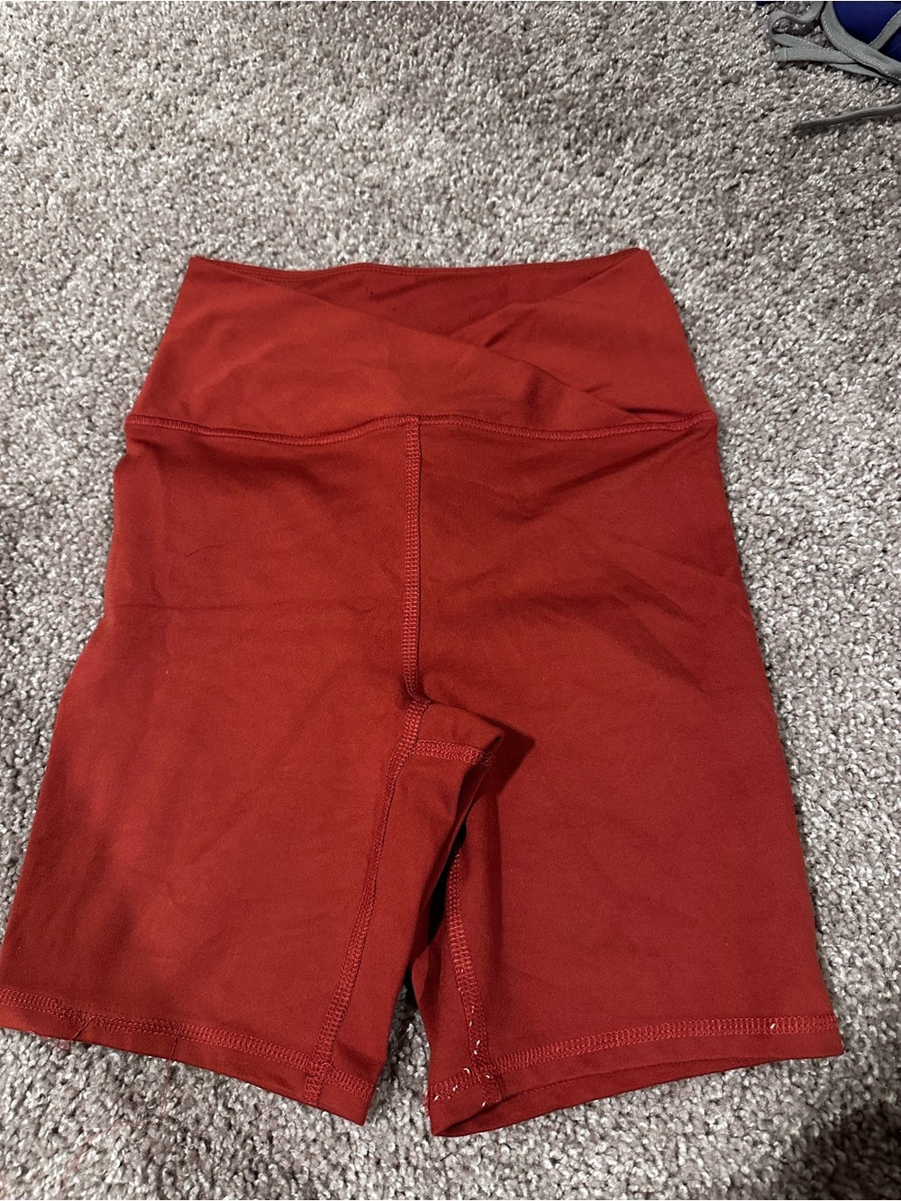 High-Rise Rust Red Women's Bike Shorts